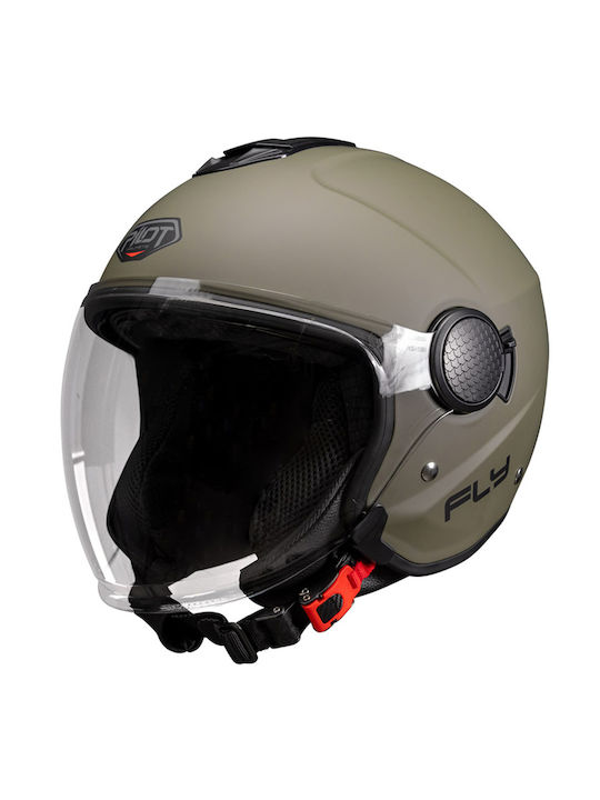 Momo Fighter Classic Flip Flip Matt Green/Bronze Cască Moto Jet