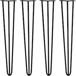 4 X 28" Picioare de mobilier cu cârlig 3 brațe 12mm negre