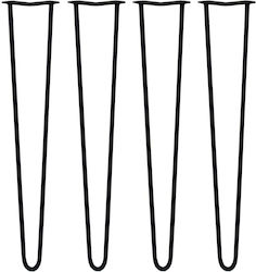 4 X 28" Picioare de mobilier cu cârlig 2 Prong 12mm Negru