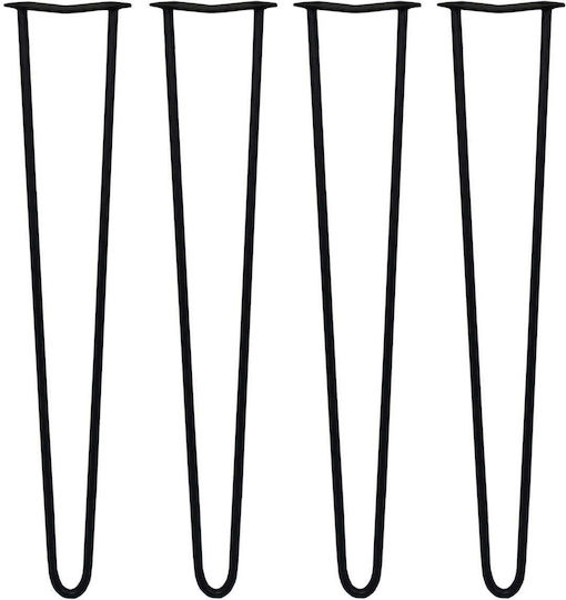4 X 28" Picioare de mobilier cu cârlig 2 Prong 12mm Negru