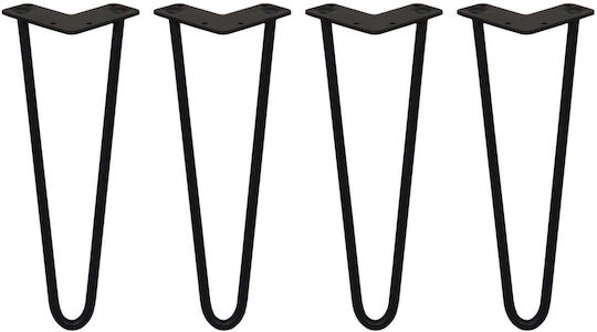 4 X 14" Haarnadelbeine 2 Zinken 12mm Schwarz