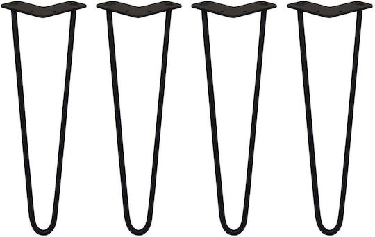 4 X 16" Picioare de mobilier cu două brațe de 10 mm, negre