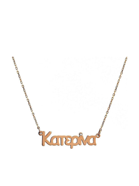 Goldsmith Κολιέ Όνομα από Ροζ Επιχρυσωμένο Ασήμι με Ζιργκόν