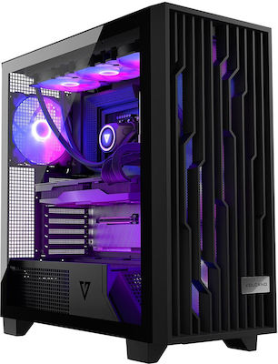 Modecom Volcano Perun Apex Gaming Midi Tower Κουτί Υπολογιστή με Πλαϊνό Παράθυρο και RGB Φωτισμό Μαύρο