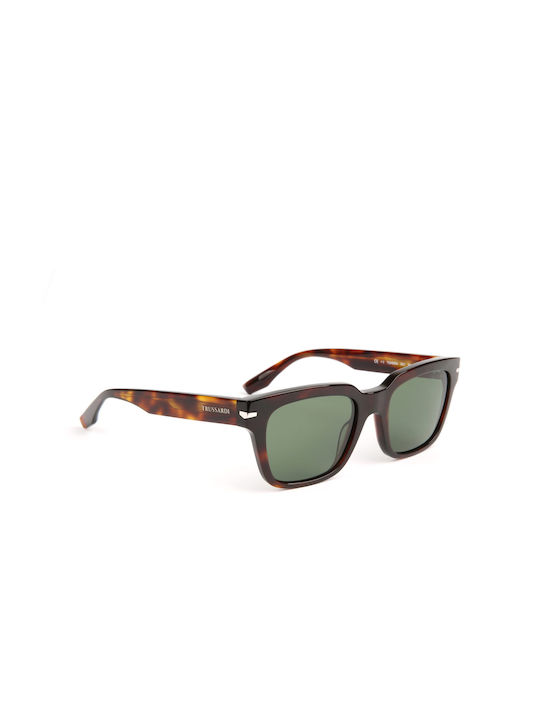 Trussardi Ochelari de soare cu Maro Broască țestoasă Din plastic Rame și Verde Lentilă ts9004 g21