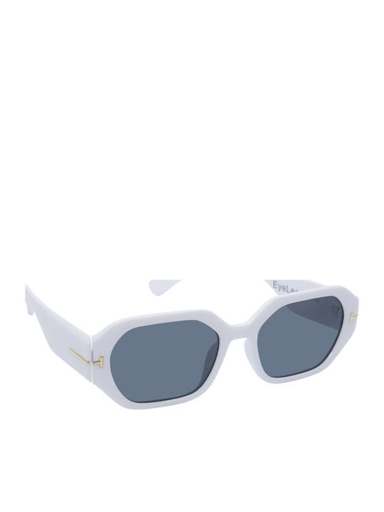 Eyelead Women's Sunglasses with White Plastic Frame and Blue Polarized Lens