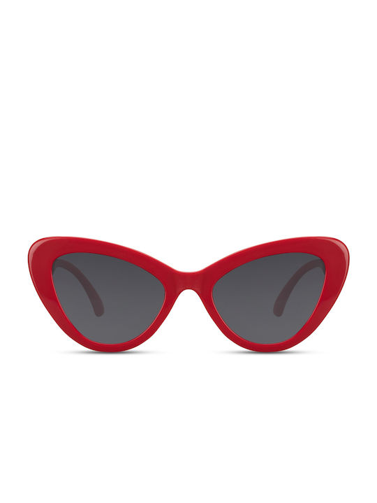 Solo-Solis Women's Sunglasses with Red Plastic Frame and Gray Lens NDL8120