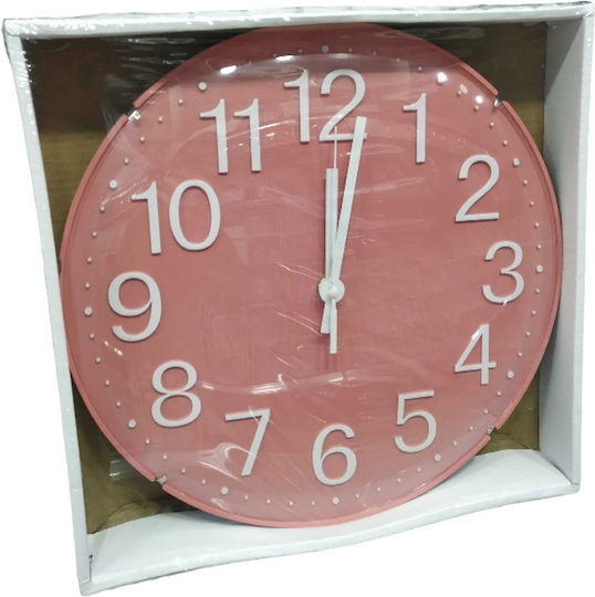 Wall Clock Plastic Pink 30x3.5cm