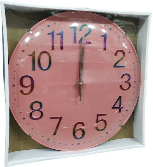Wall Clock Plastic Pink 30x3.5cm