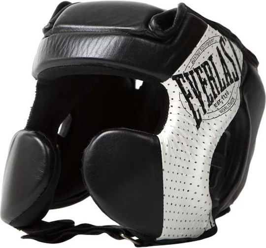 Everlast 1910 Adult Open Face Boxing Headgear Leather Black