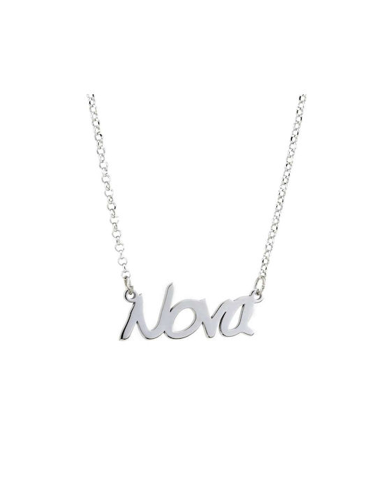 Goldsmith Necklace Name from White Gold 9 K