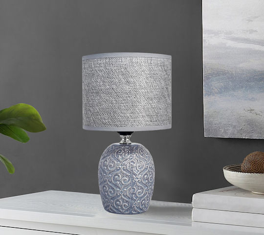 Powertech Keramik Tischlampe für Fassung E27 mit Gray Schirm und Basis 10Stück