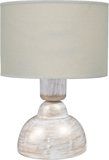 Heronia Plastic Vintage Table Lamp for Socket E27 with Beige Shade and Bronze Base