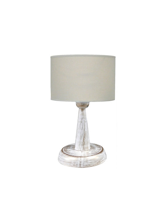 Heronia Plastic Vintage Table Lamp for Socket E27 with Beige Shade and Bronze Base