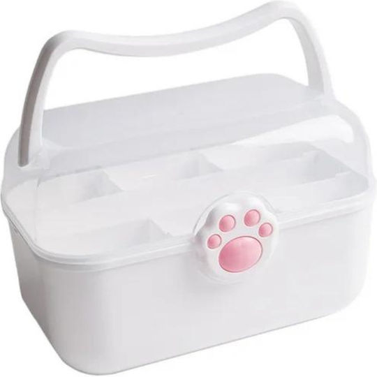 Organisationsbox für Kosmetik mit Trennzeichen Weiß 26,5x18,5x18cm