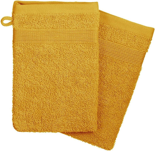 Комплект от ръкавици за баня Atmosphera памук 450gsm размери 15x21см 2 броя жълти 125865r