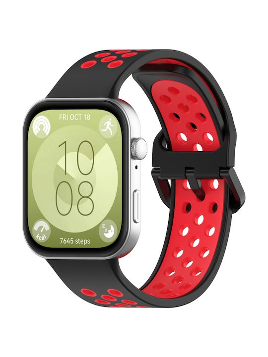 Two Tone Silicone Breathable Huawei Watch Fit 3 Καουτσούκ Λουράκι Black / Red