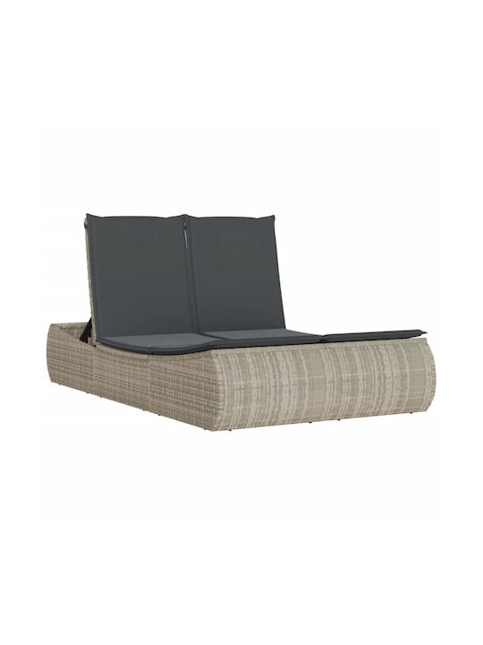 Ξαπλώστρα Διπλή Rattan με Μαξιλάρι Γκρι 110x178εκ.