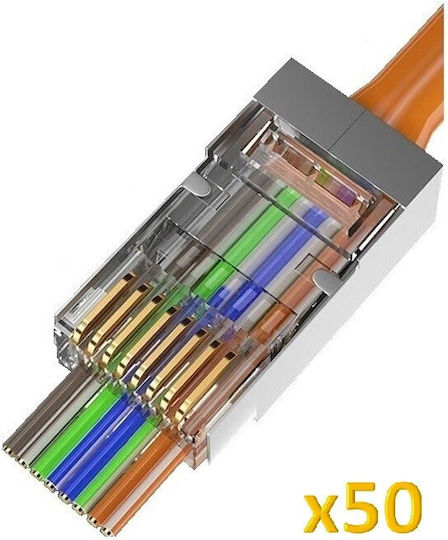 Sinet CAT6 EZ (30μ Gold Plated) Βύσμα RJ-45 male 50τμχ (SN-CAT6-EZRJ45S-50)