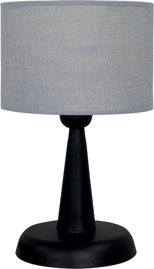 Heronia Plastic Vintage Table Lamp for Socket E27 with Gray Shade and Black Base