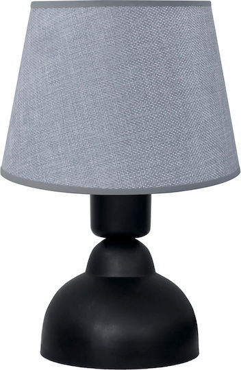 Heronia Plastic Vintage Table Lamp for Socket E27 with Gray Shade and Black Base