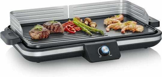 Severin Tabletop Electric Grill Smooth and Ribbed Plate 2300W with Adjustable Thermostat 50cmx30cmcm