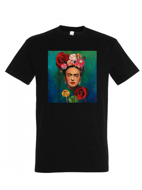 Young It Μπλούζα Frida Kahlo Μαύρη Βαμβακερή