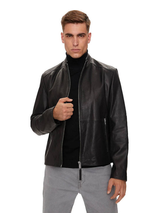 Hugo Boss Herren Jacke Leder BLACK