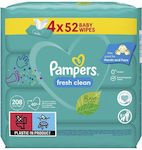 Pampers Fresh Clean Baby Wipes without Alcohol 4x52pcs