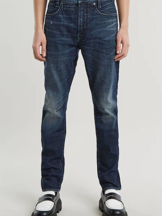D-staq 3d Men's Elastic Jeans Pants with Slim Fit Dark Aged Denim