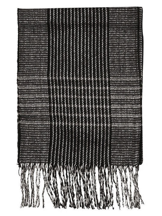 Unisex Fringed Graphite Wool Scarf