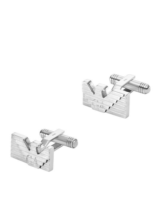 Emporio Armani Eagle Logo Cufflinks from Steel in Silver Color