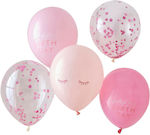 Set of 5 Balloons Latex Pink Birthday-Celebration