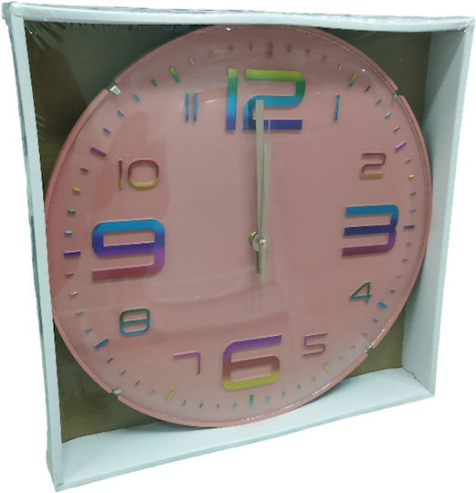 Wall Clock Plastic Pink 30x3.5cm