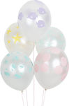 Set of 5 Balloons Latex White Mermaids Stars