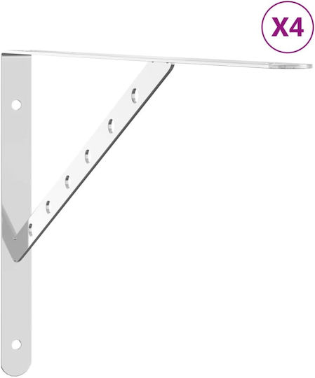 vidaXL Heavy-Duty Stainless Steel Shelf Brackets Silver 400x25mm 4pcs 30300
