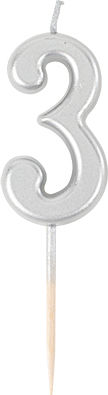 Geburtstagskerze Nummer "3" in Gray Farbe 77902