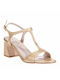 Fardoulis Leder Damen Sandalen in Gold Farbe