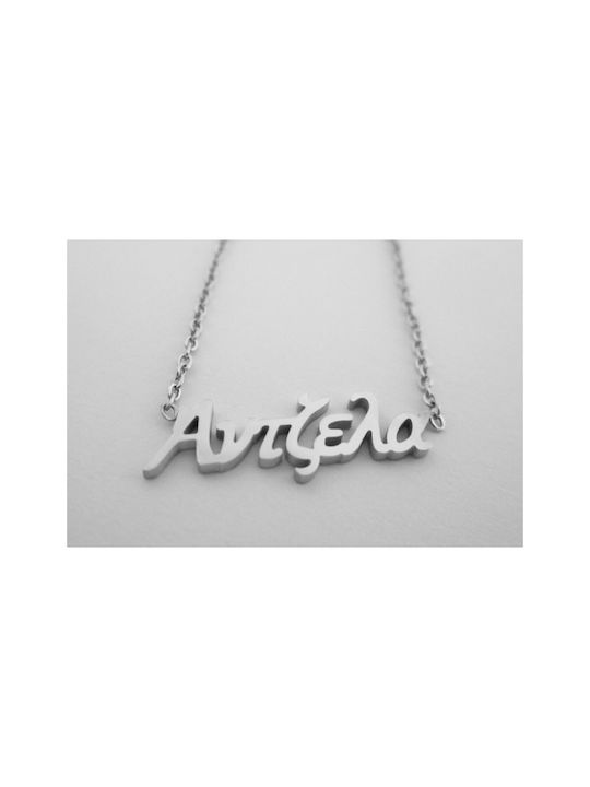 Stainless Steel Necklace Name Angela Silver 1pc