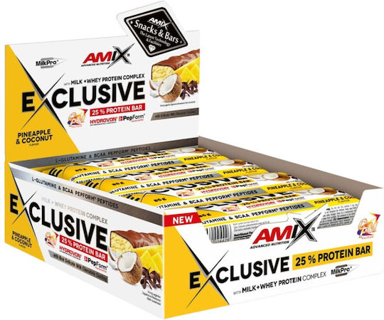 Amix Exclusive Μπάρες με 24gr Πρωτεΐνης & Γεύση Ανανάς με καρύδα 12x85gr