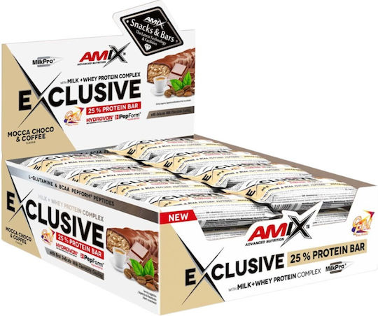 Amix Exclusive Batoane cu 25% Proteină & Aromă Mocha-Chocolate Coffee 12x85gr