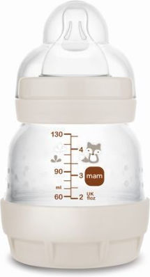 Mam Plastic Baby Bottle Easy Start Anti-Colic with Silicone Nipple for 0+, 0+ m, months Gray 130ml