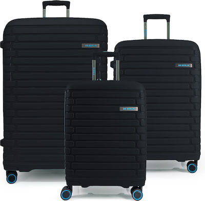 Bg Berlin Travel Suitcases Hard Black with 4 Wheels Set of 3pcs