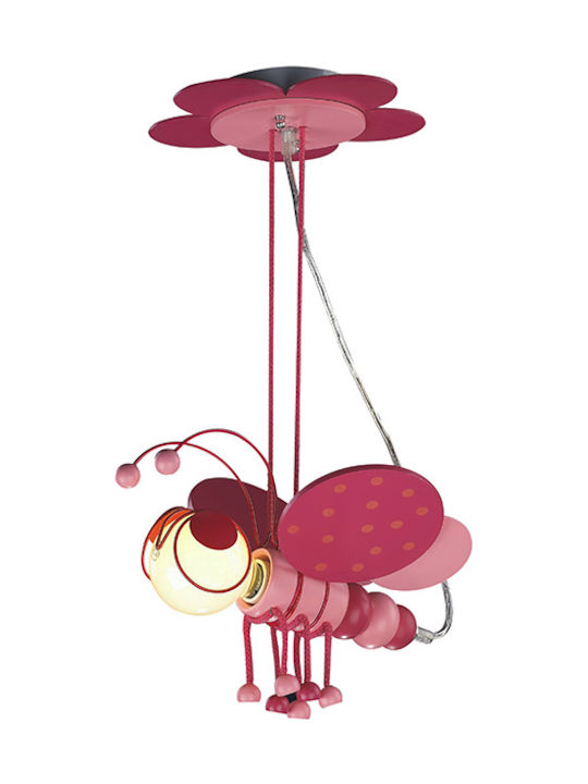 Keskor Kids Single Ceiling Light E27 Μελισσούλα Pink 33x23.5cm