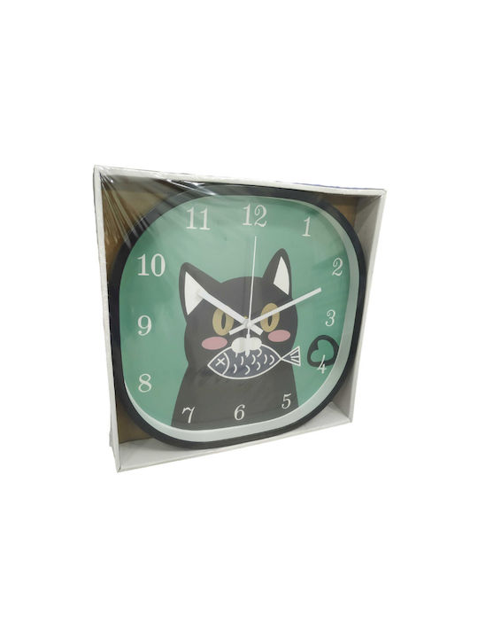 Wall Clock Cat with Fish