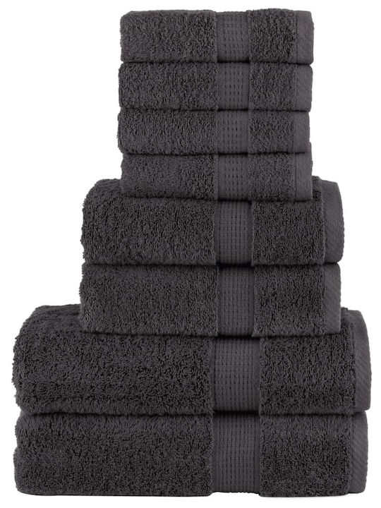 vidaXL 8pc Bath Towel Set Gray