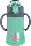 Lifegreen Kids Water Bottle Thermos Stainless Steel with Straw Turquoise 300ml