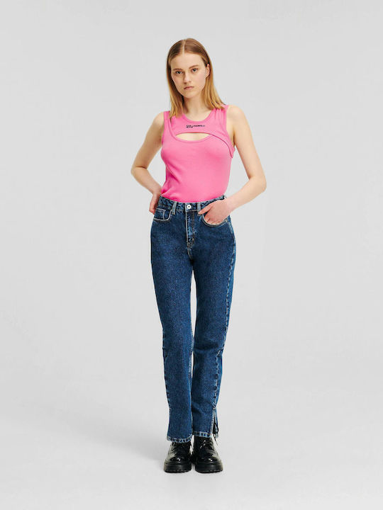 High Waist Women's Jean Trousers in Straight Line