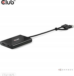 Club-3d Splitter Video 2:1 Csv-1475 Adaptor USB Tip-c USB Tip-a la 2x HDMI DisplayLink 4k 60Hz Club-3d Splitter Video 2:1 Csv-1475 Adaptor USB Tip-c USB Tip-a la 2x HDMI DisplayLink 4k 60Hz