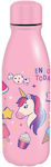 Diakakis Kids Water Bottle Unicorn Aluminium Pink 550ml